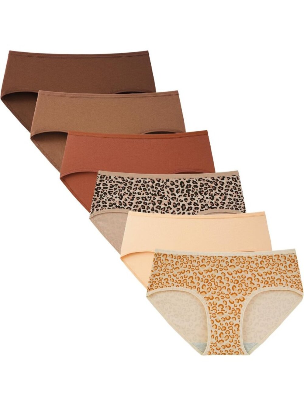 Cotton Hipster Panties for Women, Regular & Plus Size, 6-Pack, Comfortable Fit